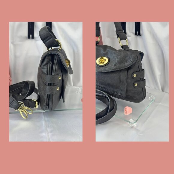 Olivia + Joy Dk Grey Pebbled Satchel ✨ Chic Gold Hardware Convertible Crossbody - Picture 3 of 6